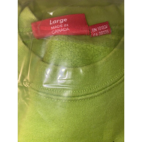 Supreme Cutout Box Lox Sweatshirt Men Size Large Acid Green Pullover SS20 Neon - Picture 5 of 5